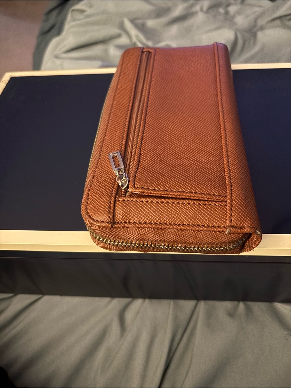 GUESS Brown Saffiano Wallet with Silver Logo Emblem - Picture 4 of 6